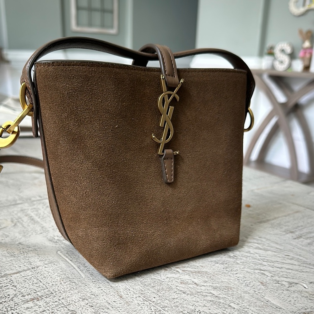 Yves Saint Laurent Brown Crossbody Bag with Gold Hardware